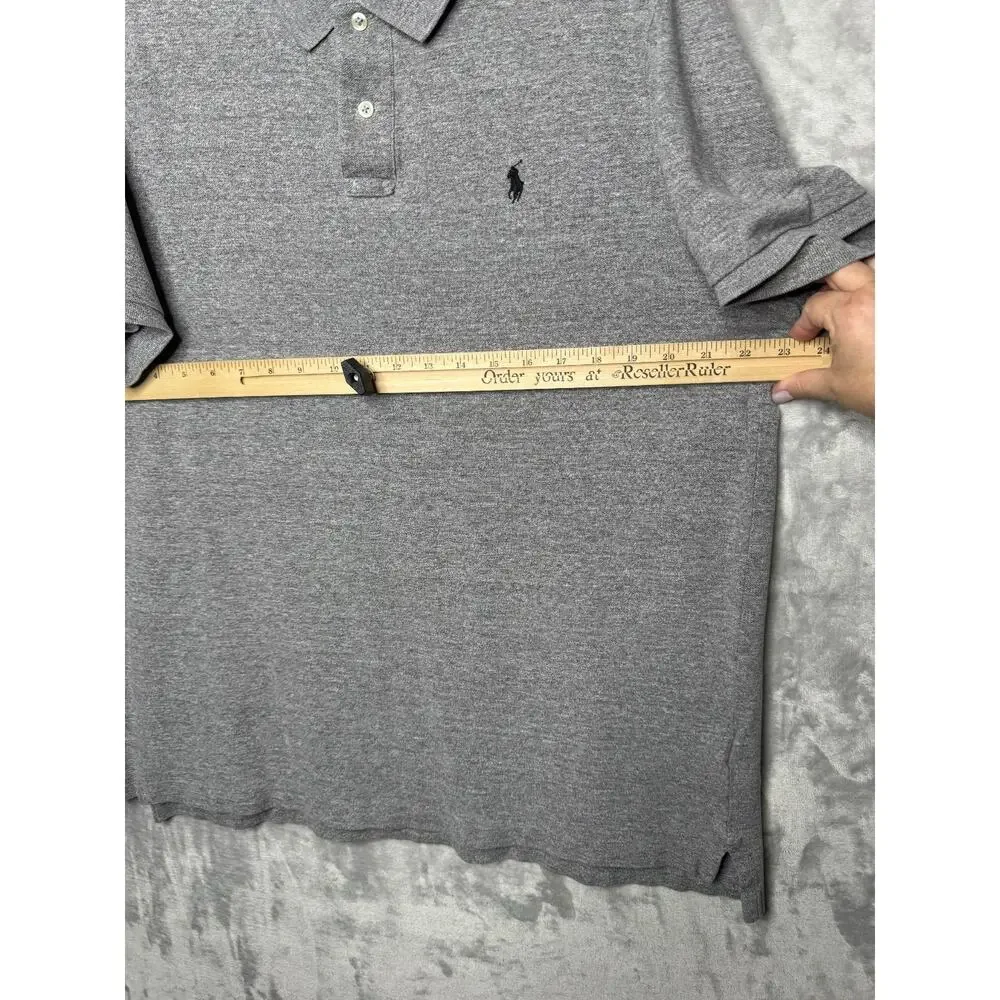Polo Ralph Lauren Polo Shirt Men XL Gray Heather Classic Fit Pique Cotton Preppy